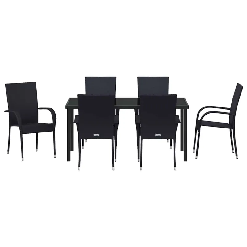 Sodo valgomojo komplektas 7 pcs Juoda