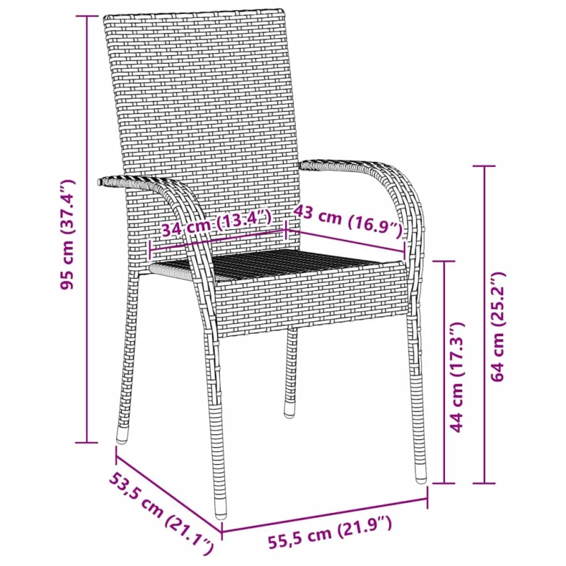 Sodo valgomojo komplektas 7 pcs Juoda