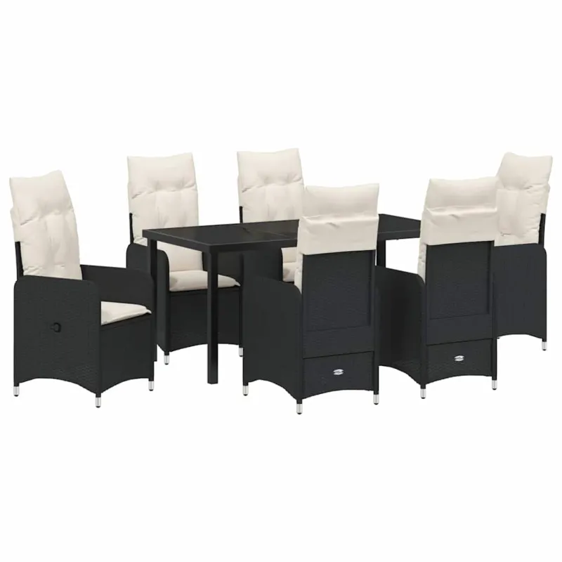 Sodo valgomojo komplektas 7 pcs Juoda poliratanas
