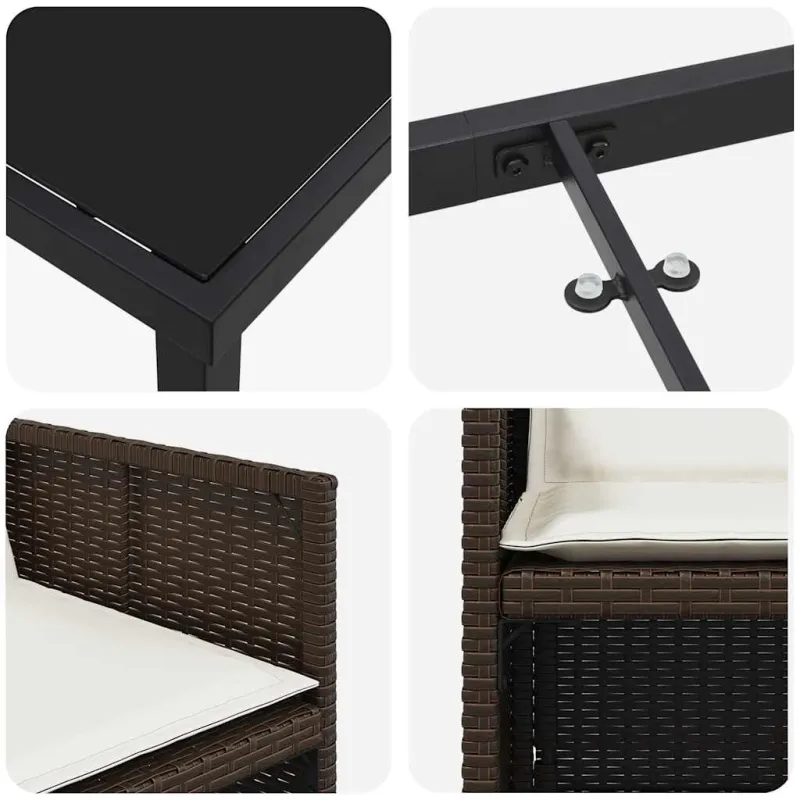 Sodo valgomojo komplektas 5 pcs Ruda poliratanas