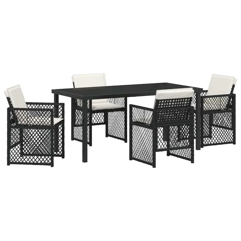Sodo valgomojo komplektas 5 pcs Juoda poliratanas