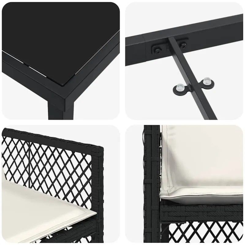 Sodo valgomojo komplektas 5 pcs Juoda poliratanas