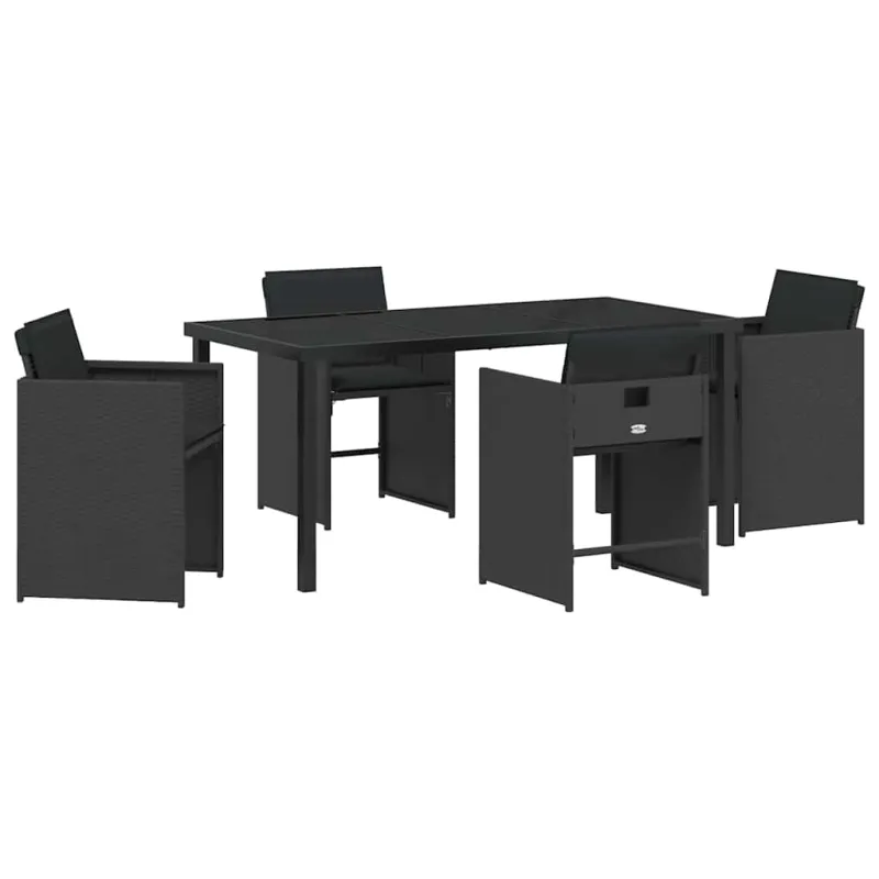 Sodo valgomojo komplektas 5 pcs Juoda poliratanas