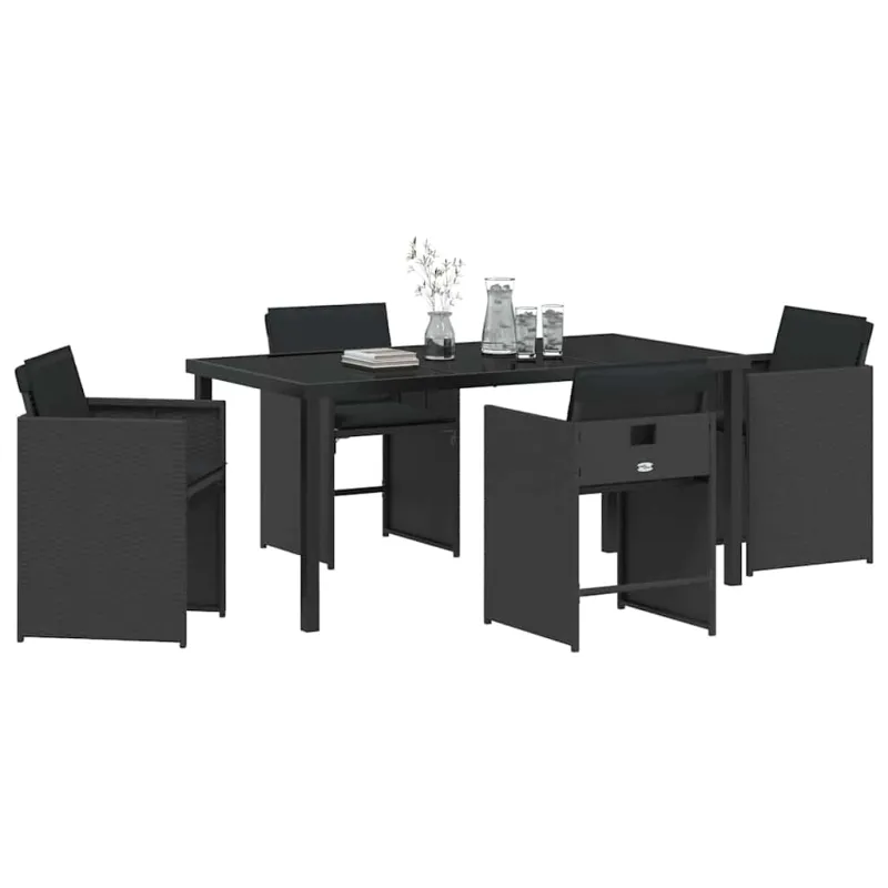 Sodo valgomojo komplektas 5 pcs Juoda poliratanas