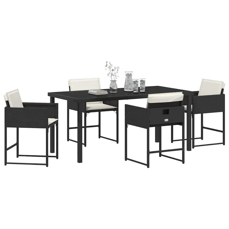 Sodo valgomojo komplektas 5 pcs Juoda poliratanas