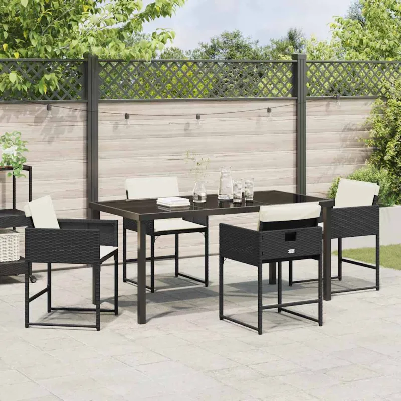 Sodo valgomojo komplektas 5 pcs Juoda poliratanas