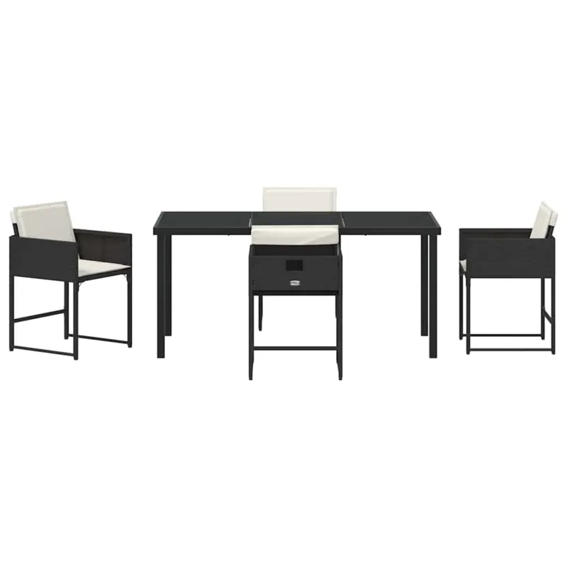 Sodo valgomojo komplektas 5 pcs Juoda poliratanas