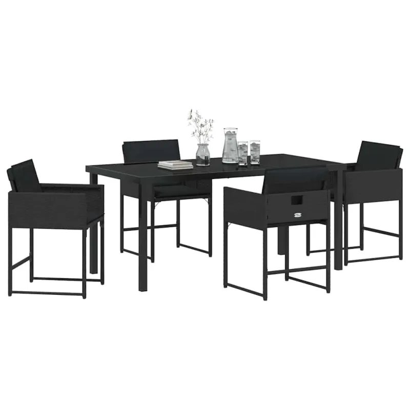 Sodo valgomojo komplektas 5 pcs Juoda poliratanas
