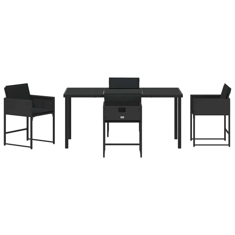 Sodo valgomojo komplektas 5 pcs Juoda poliratanas