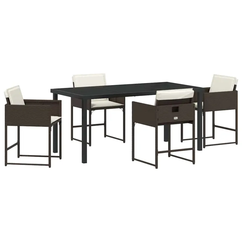 Sodo valgomojo komplektas 5 pcs Ruda poliratanas