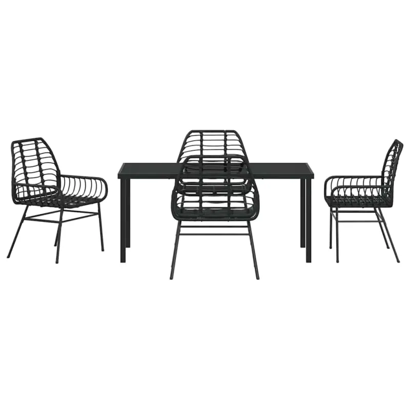 Sodo valgomojo komplektas 5 pcs Juoda poliratanas