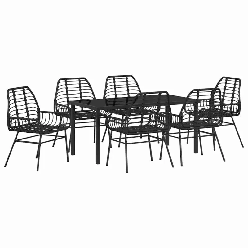 Sodo valgomojo komplektas 7 pcs Juoda poliratanas