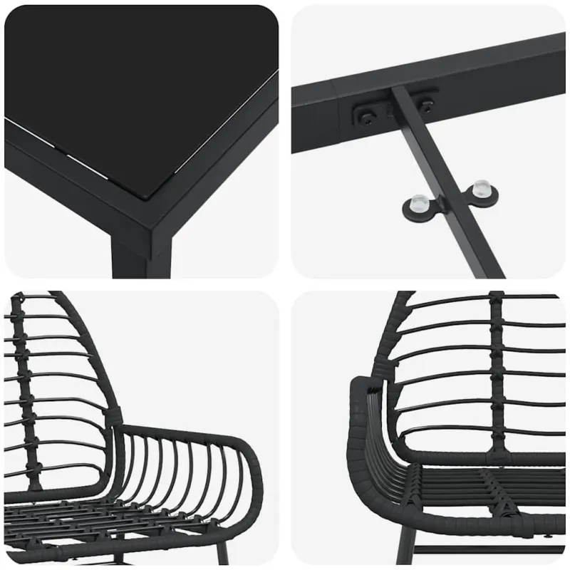 Sodo valgomojo komplektas 7 pcs Juoda poliratanas