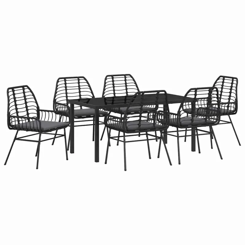 Sodo valgomojo komplektas 7 pcs Juoda poliratanas