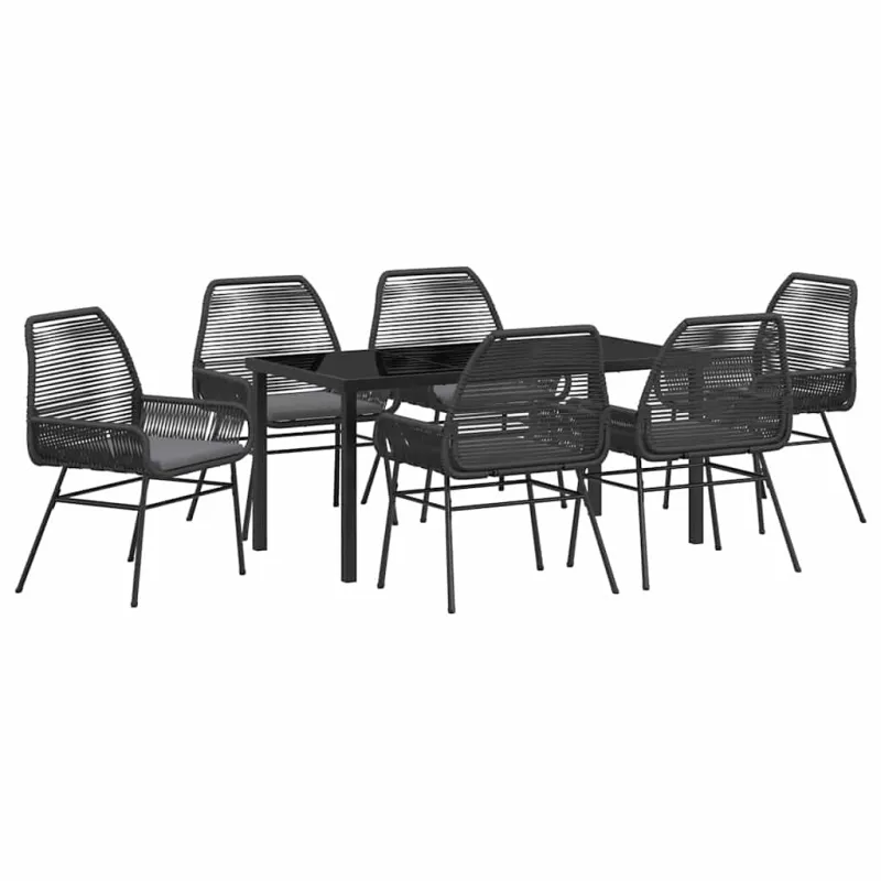 Sodo valgomojo komplektas su pagalve 7 pcs Juoda poliratanas