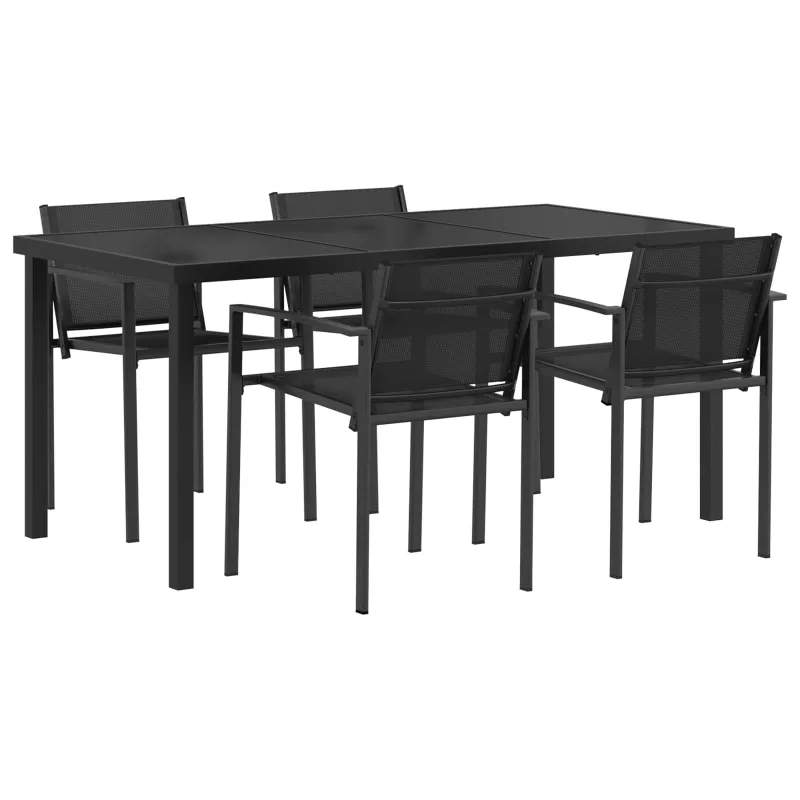 Lauko baldų komplektas 5 pcs Juoda ir Antracitas Tekstilenas