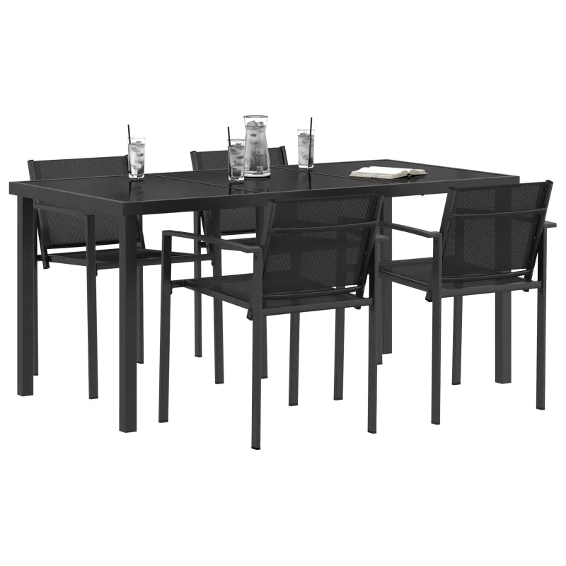 Lauko baldų komplektas 5 pcs Juoda ir Antracitas Tekstilenas