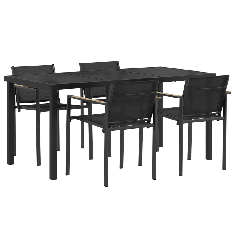 Lauko baldų komplektas 5 pcs Juoda ir Antracitas Tekstilenas