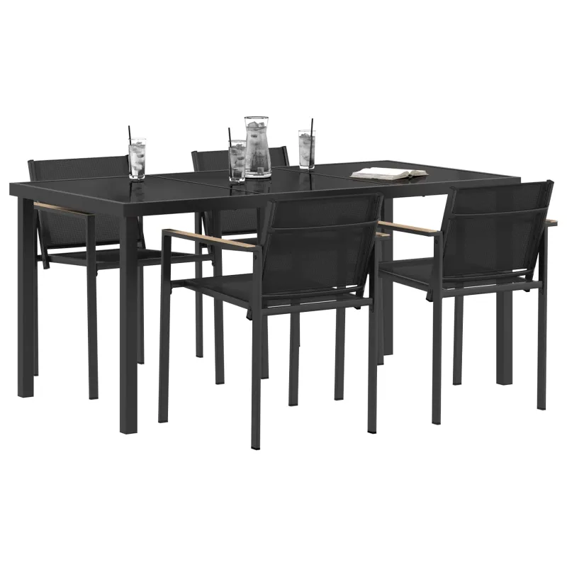 Lauko baldų komplektas 5 pcs Juoda ir Antracitas Tekstilenas