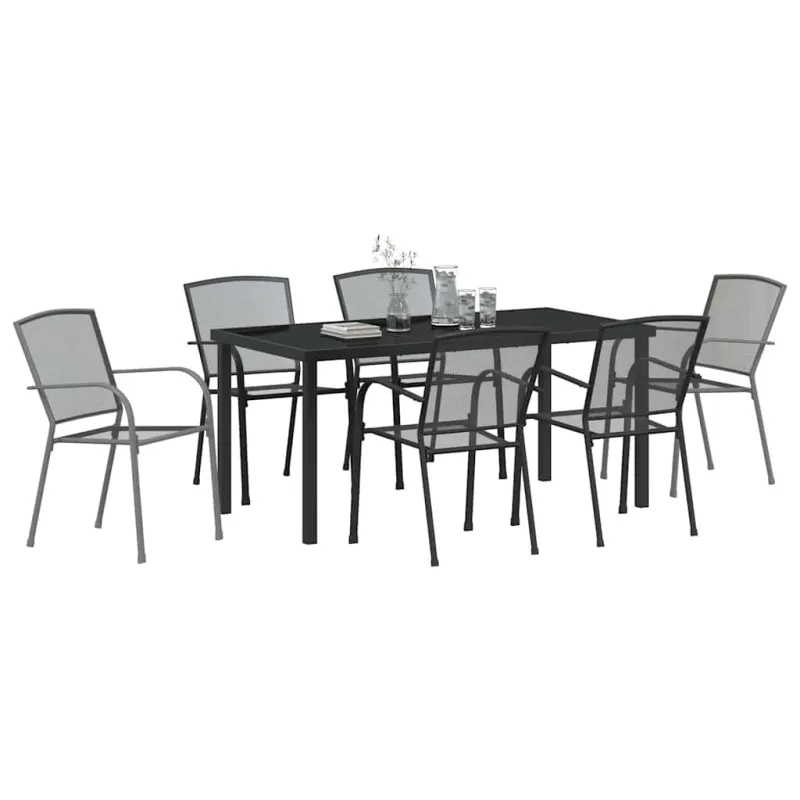 Sodo valgomojo komplektas 7 pcs Antracitas