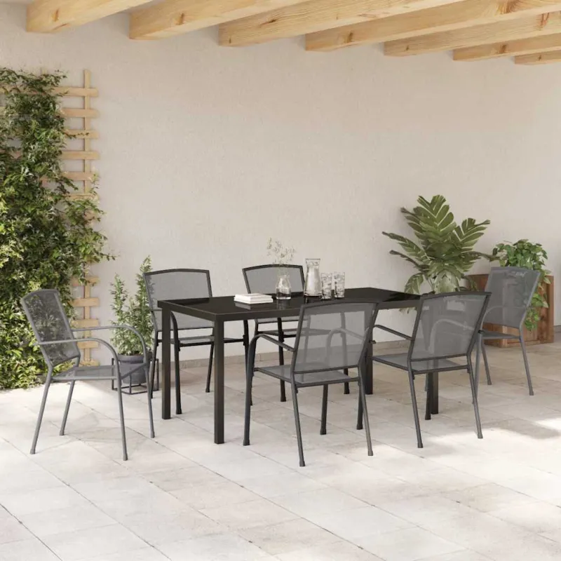 Sodo valgomojo komplektas 7 pcs Antracitas