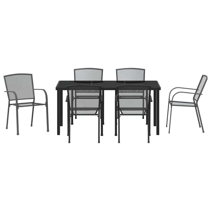Sodo valgomojo komplektas 7 pcs Antracitas