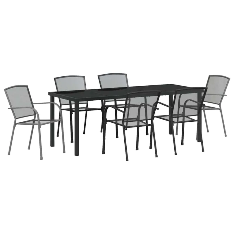Sodo valgomojo komplektas 7 pcs Antracitas