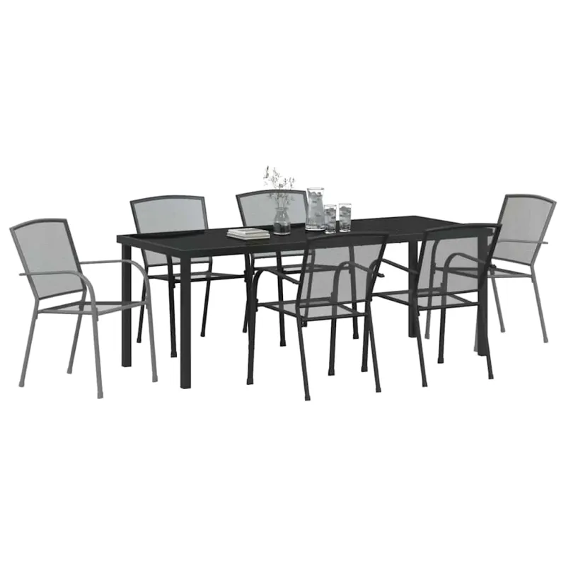Sodo valgomojo komplektas 7 pcs Antracitas