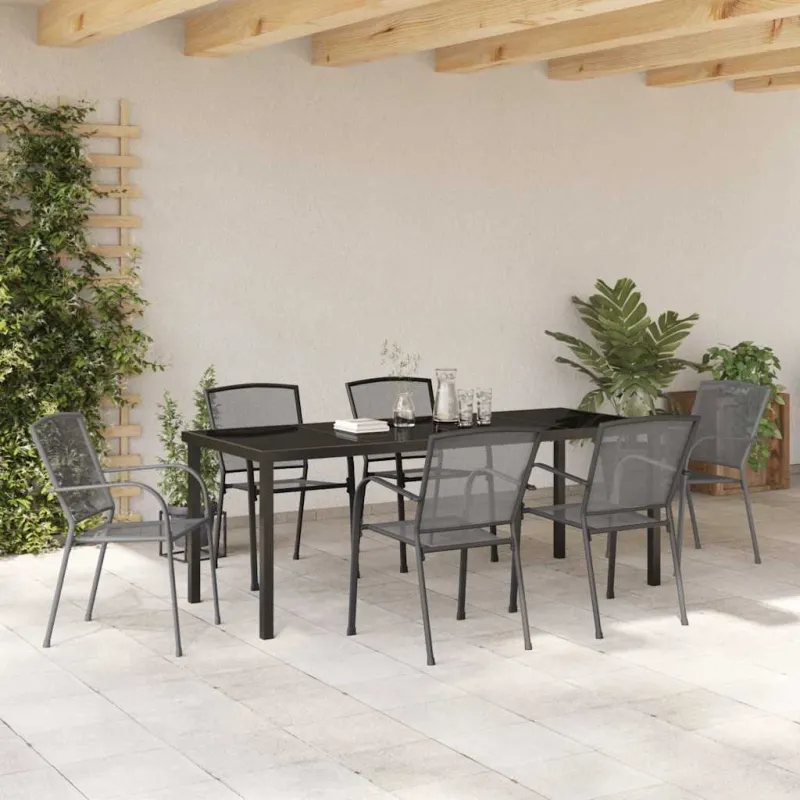 Sodo valgomojo komplektas 7 pcs Antracitas