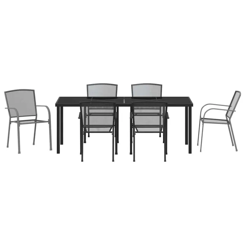 Sodo valgomojo komplektas 7 pcs Antracitas