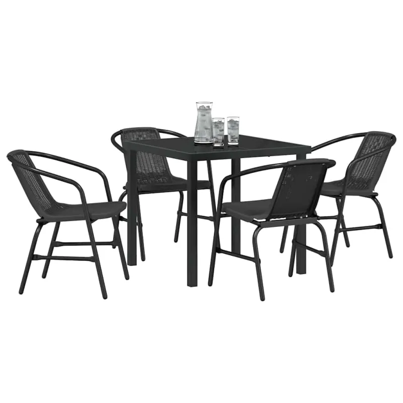 Sodo valgomojo komplektas 5 pcs Juoda