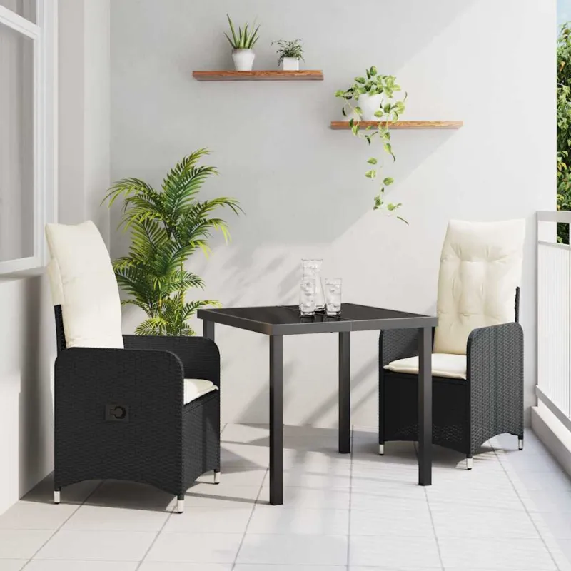 Sodo valgomojo komplektas 3 pcs Juoda poliratanas