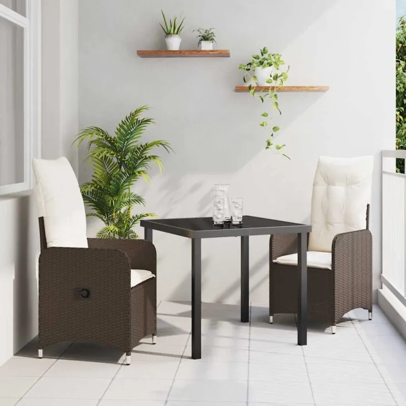 Sodo valgomojo komplektas 3 pcs Ruda poliratanas