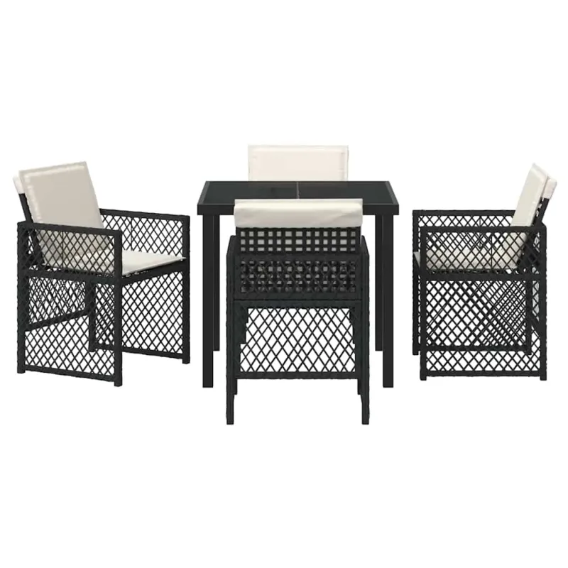 Sodo valgomojo komplektas 5 pcs Juoda poliratanas