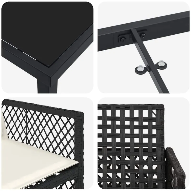 Sodo valgomojo komplektas 5 pcs Juoda poliratanas