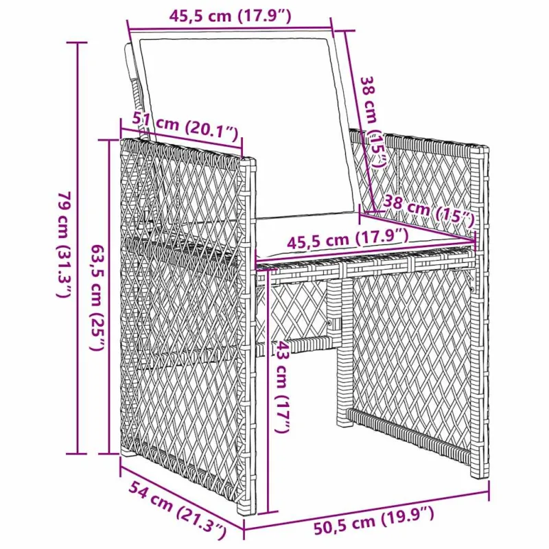 Sodo valgomojo komplektas 5 pcs Juoda poliratanas