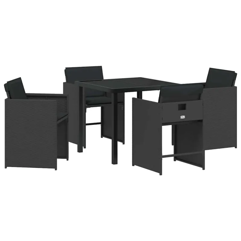Sodo valgomojo komplektas 5 pcs Juoda poliratanas