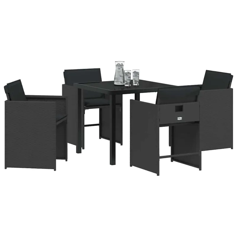 Sodo valgomojo komplektas 5 pcs Juoda poliratanas