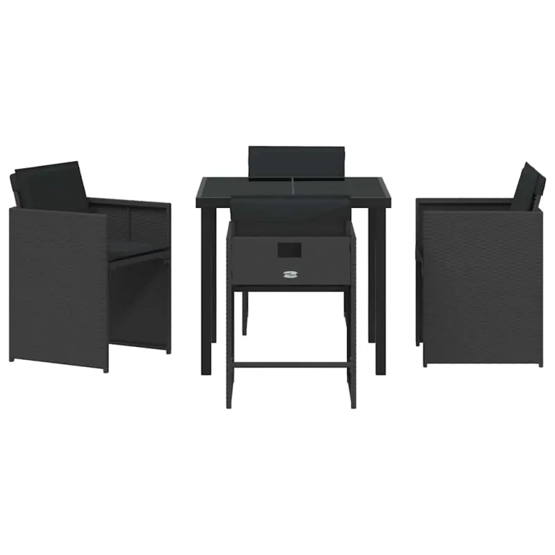 Sodo valgomojo komplektas 5 pcs Juoda poliratanas