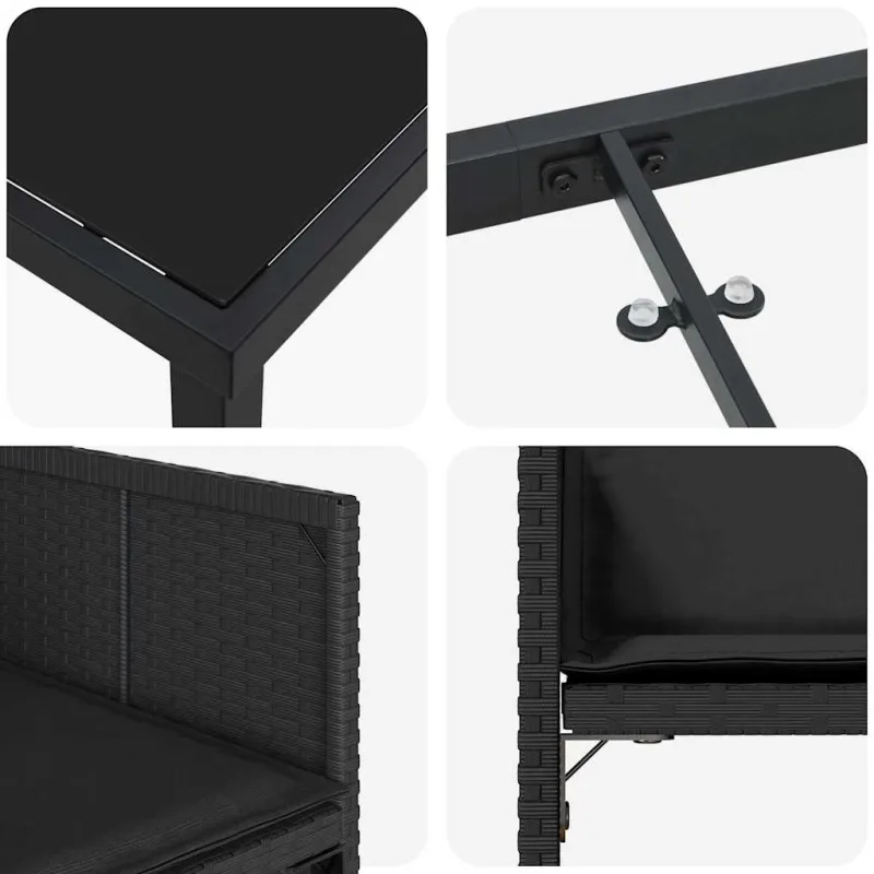 Sodo valgomojo komplektas 5 pcs Juoda poliratanas