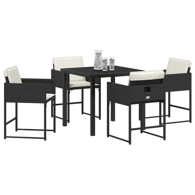 Sodo valgomojo komplektas 5 pcs Juoda poliratanas