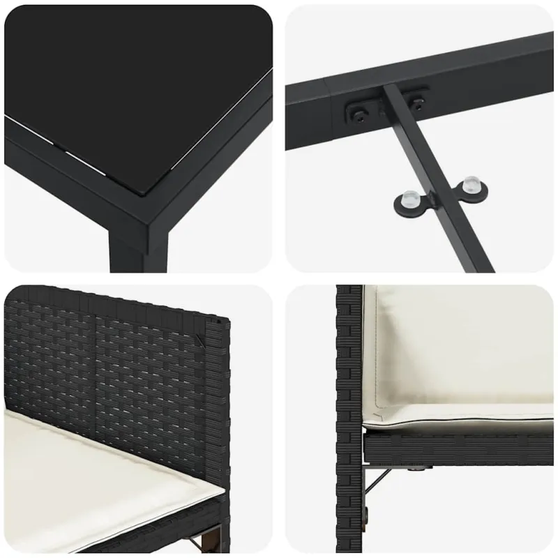 Sodo valgomojo komplektas 5 pcs Juoda poliratanas