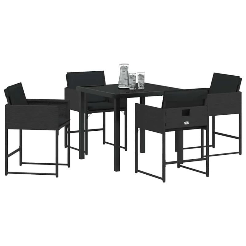Sodo valgomojo komplektas 5 pcs Juoda poliratanas
