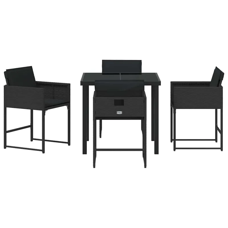 Sodo valgomojo komplektas 5 pcs Juoda poliratanas
