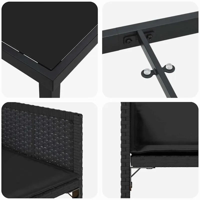 Sodo valgomojo komplektas 5 pcs Juoda poliratanas