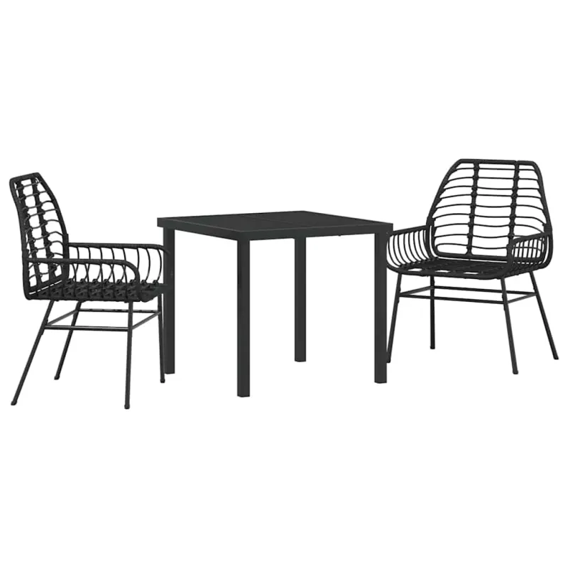 Sodo valgomojo komplektas 3 pcs Juoda poliratanas
