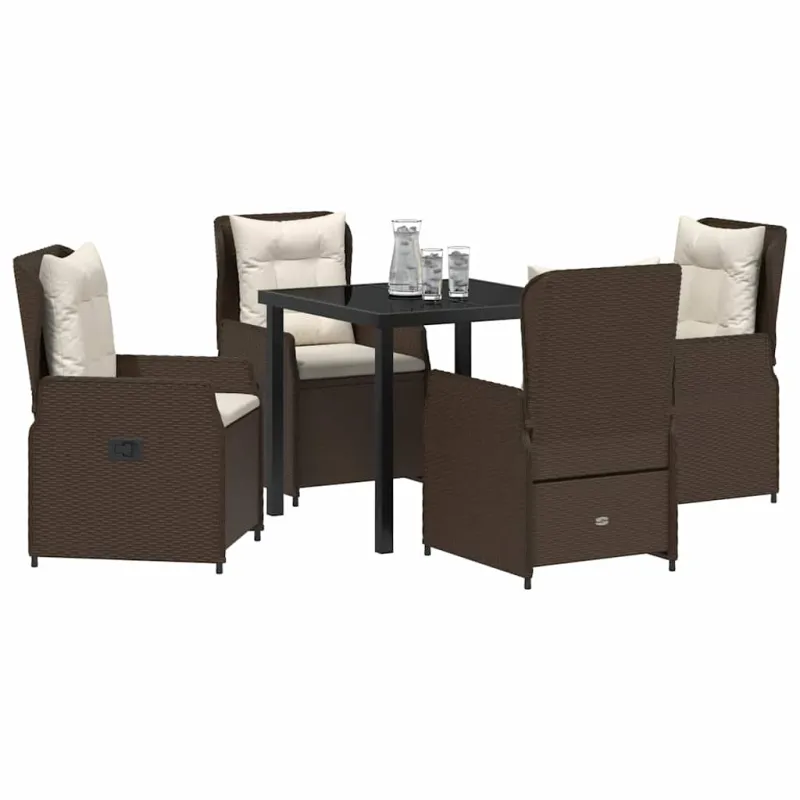 Sodo valgomojo komplektas 5 pcs Ruda poliratanas