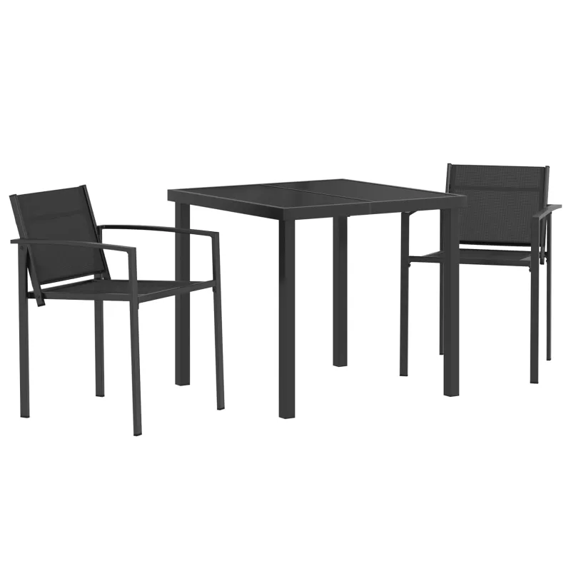 Lauko baldų komplektas 3 pcs Juoda ir Antracitas Tekstilenas
