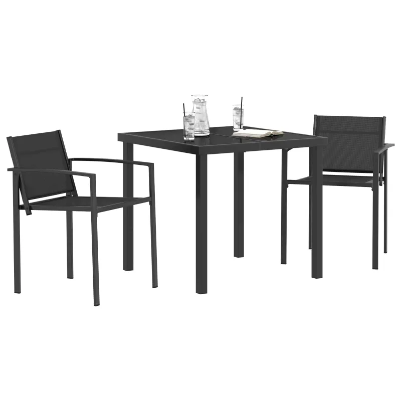 Lauko baldų komplektas 3 pcs Juoda ir Antracitas Tekstilenas