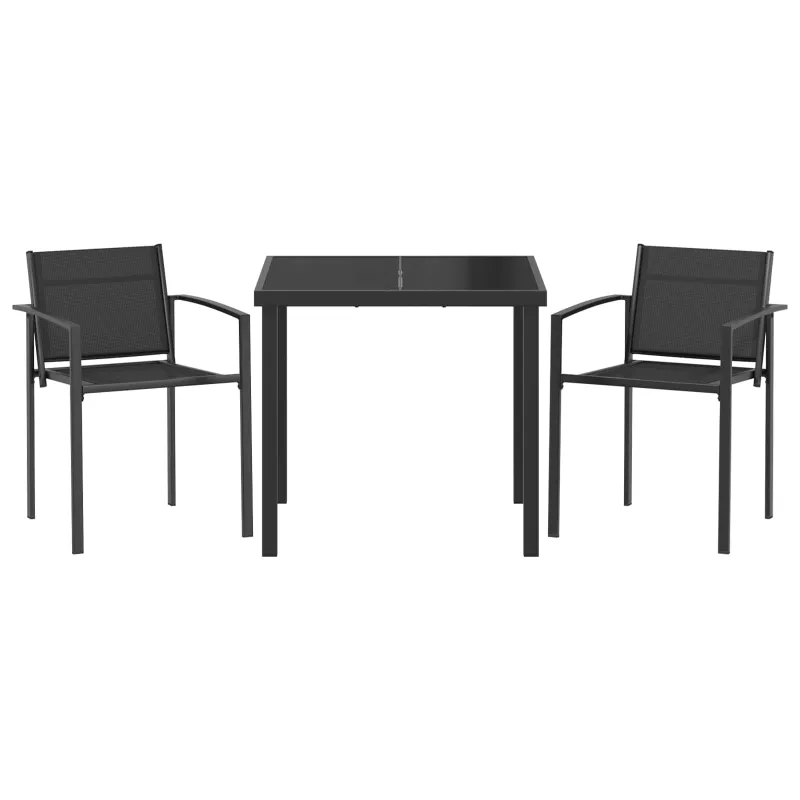 Lauko baldų komplektas 3 pcs Juoda ir Antracitas Tekstilenas